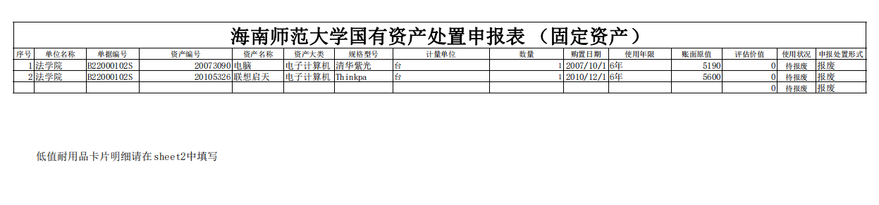 法学院资产报废处置公示