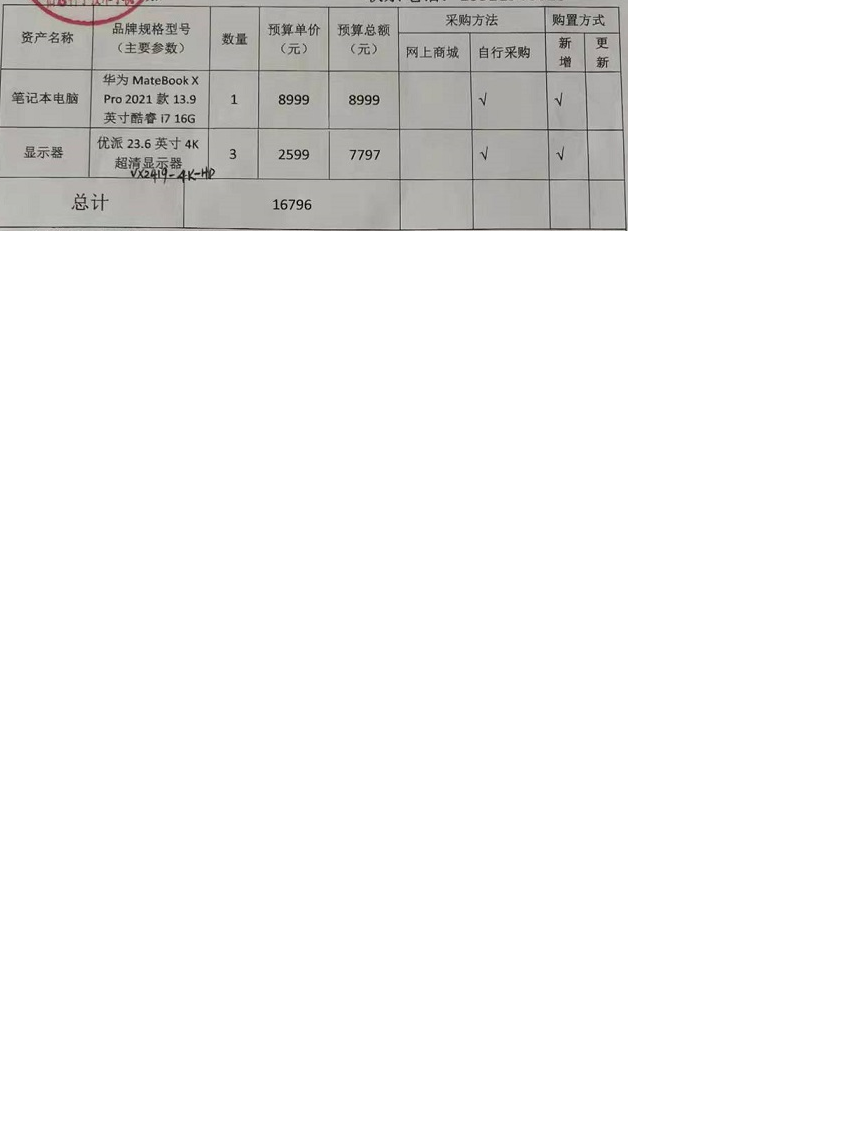 信息学院吴应嘉老师申请设备采购公示
