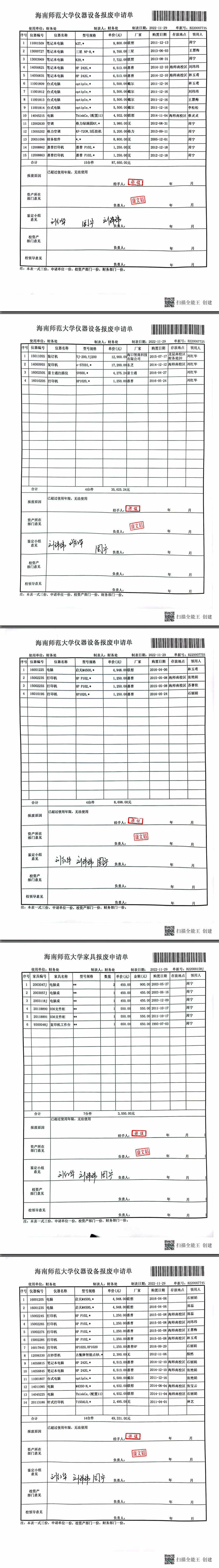 2022年12月财务处资产报废的公示