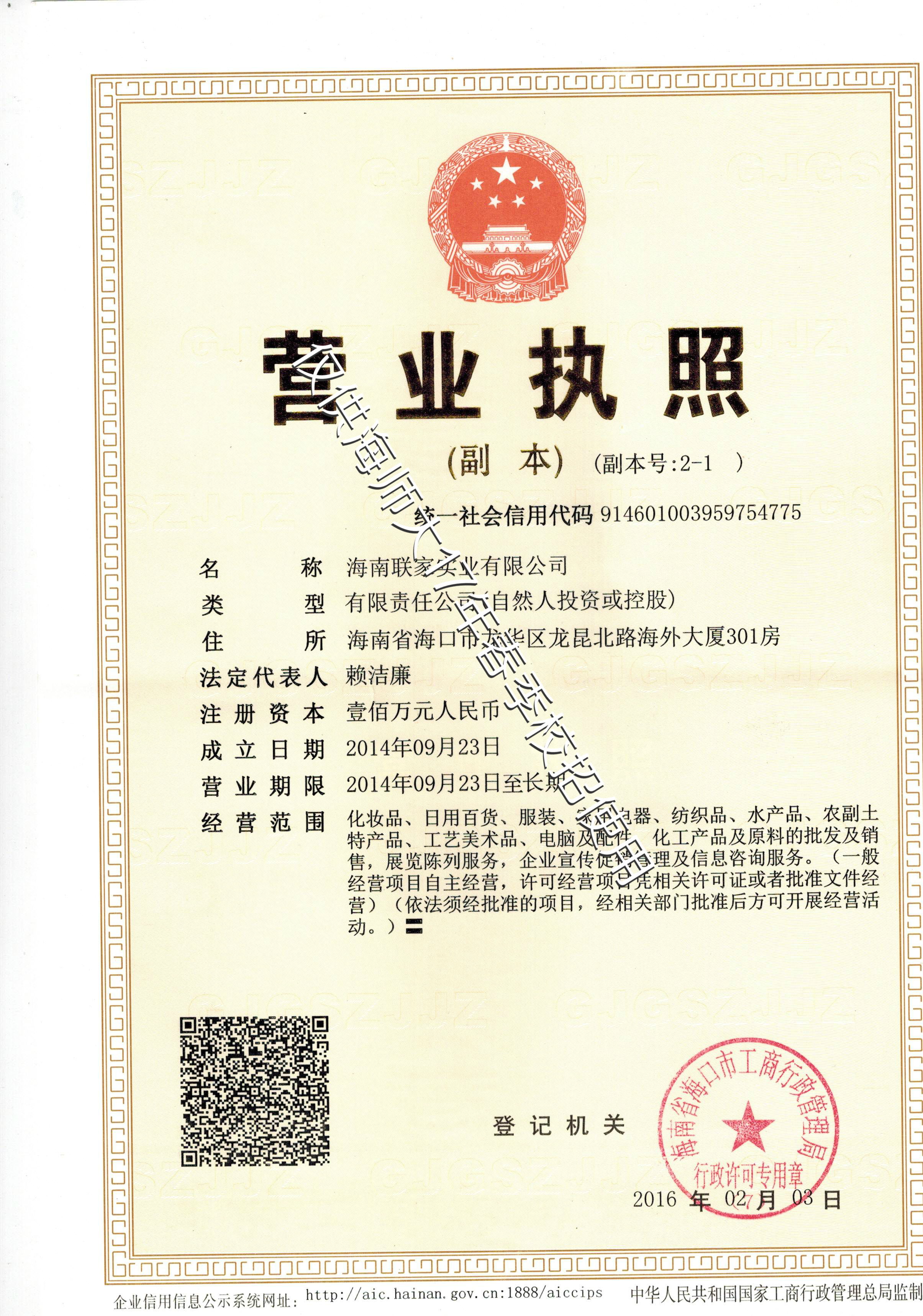 海南联家实业有限公司