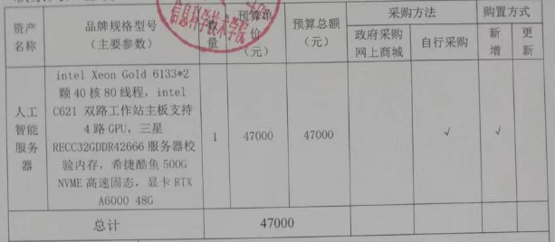 信息学院设备采购申请公示