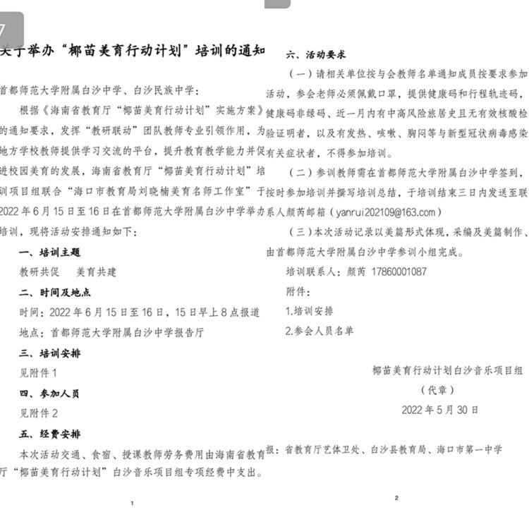 “牵手帮扶，美育同行”――“海南省教育厅椰苗行动计划”海南师范大学项目组白沙研修
