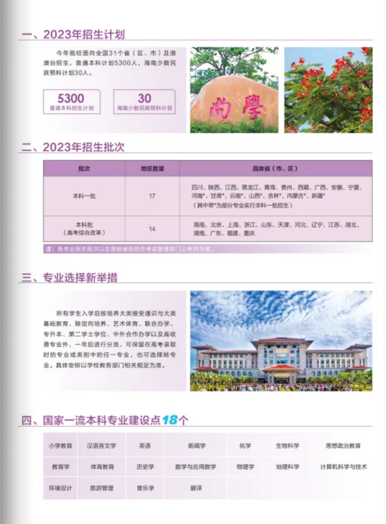 海南师范大学2023年招生简章