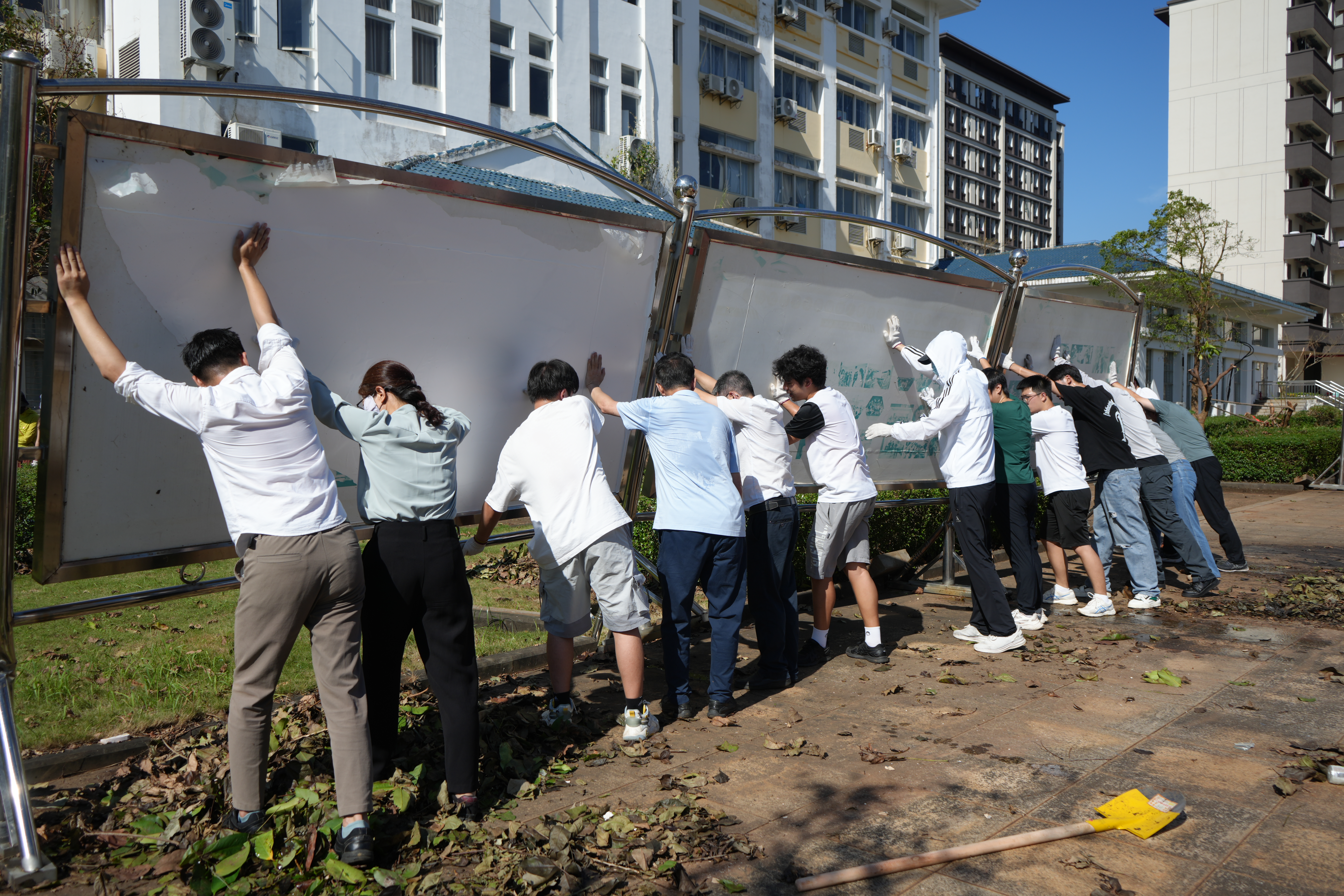 众志成城 全力以“复” ——新闻传播与影视学院党员教工 积极开展灾后校园恢复工作